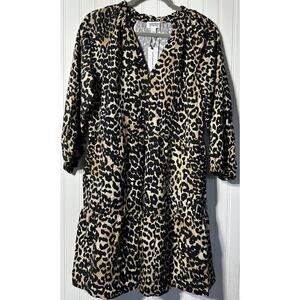 The Drop Women  mirand Ruffle Neck Tiered Mini Dress Leopard Print S